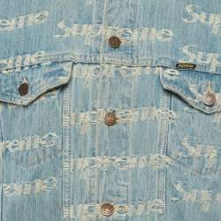 مملوكة مسبقًا سترة سوبرريم دنيم بلو فراد لوجوز تروكر مقاس كبير (لارج)