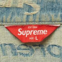 مملوكة مسبقًا سترة سوبرريم دنيم بلو فراد لوجوز تروكر مقاس كبير (لارج)