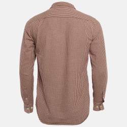Pre Owned Supreme Purple/Beige Houndstooth Cotton Shirt S