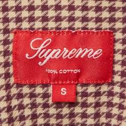 Pre Owned Supreme Purple/Beige Houndstooth Cotton Shirt S