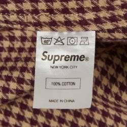 Pre Owned Supreme Purple/Beige Houndstooth Cotton Shirt S