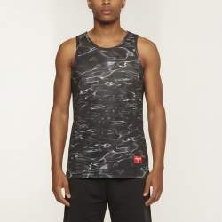 Pre Owned Supreme Grey Ripple Print Technical Mesh Knit Tank Top M