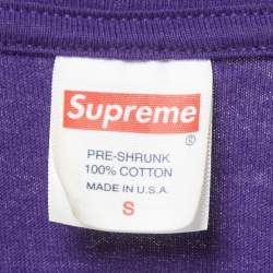 Pre Owned Supreme Purple Printed Cotton Crewneck Maradona T-Shirt S