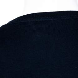 Pre Owned Supreme Navy Blue Cotton Ripple Long Sleeve T Shirt L 