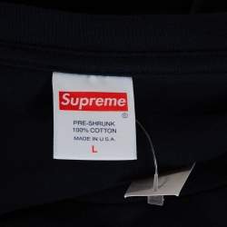 Pre Owned Supreme Navy Blue Cotton Ripple Long Sleeve T Shirt L 