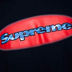 Pre Owned Supreme Navy Blue Cotton Ripple Long Sleeve T Shirt L 
