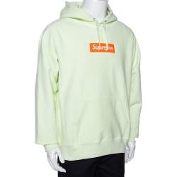 Supreme Pale Green Knit Logo Embroidered Hoodie L