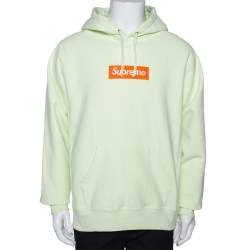 Supreme Pale Green Knit Logo Embroidered Hoodie L