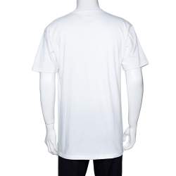 Supreme White Printed Cotton Crew Neck T Shirt L 