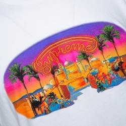 Supreme White Printed Cotton Crew Neck T Shirt L 