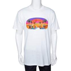 Supreme White Printed Cotton Crew Neck T Shirt L 