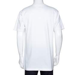 Pre Owned Supreme White Cotton Crystal Logo Print Crew Neck T Shirt L 
