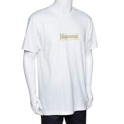 Pre Owned Supreme White Cotton Crystal Logo Print Crew Neck T Shirt L 