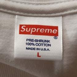 Pre Owned Supreme White Cotton Crystal Logo Print Crew Neck T Shirt L 