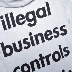 Pre Owned Supreme Light Grey Illegal Business Print Cotton Hoodie L
