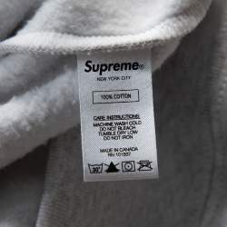 Pre Owned Supreme Light Grey Illegal Business Print Cotton Hoodie L