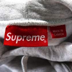 Pre Owned Supreme Light Grey Illegal Business Print Cotton Hoodie L