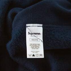 Pre Owned Supreme Midnight Blue Apple Logo Print Cotton Hoodie M