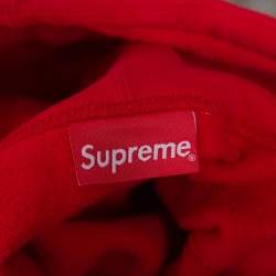 Supreme Red Cotton Stripe Logo Detail Hoodie XL