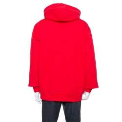 Supreme Red Cotton Stripe Logo Detail Hoodie XL