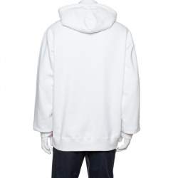 Pre Owned Supreme White Cotton Stripe Logo Detail Hoodie XL