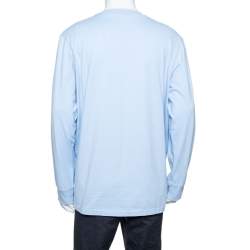 Pre Owned Supreme Light Blue Cotton Supreme City Embroidered Long Sleeve T-Shirt XL