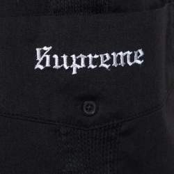 Pre Owned Supreme Black Cotton Blend Flowers Guayabera Shirt M