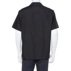 Pre Owned Supreme Black Cotton Blend Flowers Guayabera Shirt M
