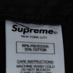 Pre Owned Supreme Black Cotton Blend Flowers Guayabera Shirt M