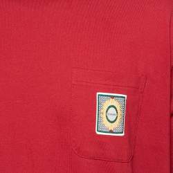 Supreme Burgundy Cotton Crest Label Pocket Crewneck T-Shirt XL