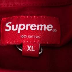 Supreme Burgundy Cotton Crest Label Pocket Crewneck T-Shirt XL