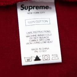 Supreme Burgundy Cotton Crest Label Pocket Crewneck T-Shirt XL