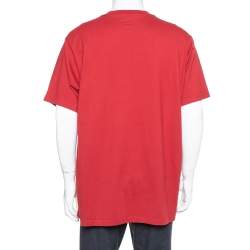 Supreme Burgundy Cotton Crest Label Pocket Crewneck T-Shirt XL