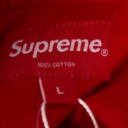 Supreme Red Waffle Cotton Embroidered Logo Detail  Crewneck T- Shirt L