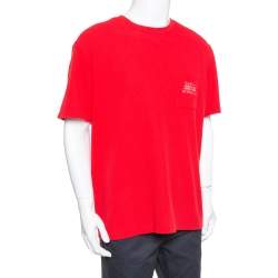 Supreme Red Waffle Cotton Embroidered Logo Detail  Crewneck T- Shirt L
