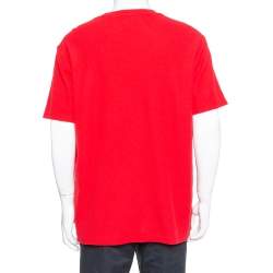 Supreme Red Waffle Cotton Embroidered Logo Detail  Crewneck T- Shirt L