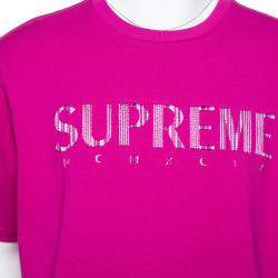 Supreme Fuschia Pink Cotton Gradient Logo Embroidered T-Shirt XL