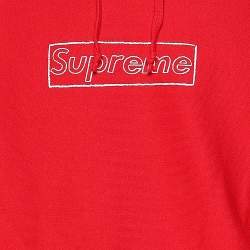 Supreme Red Cotton Knit Kaws Chalk Logo Hoodie Sweatshirt XL