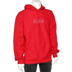 SUPREME X KAWS Chalk Box Logo Hoodie Red