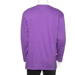 Supreme Purple Cotton Logo Printed Crew Neck T-Shirt L