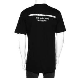 Pre Owned Supreme Black Cotton Logo Printed Crew Neck T-Shirt L