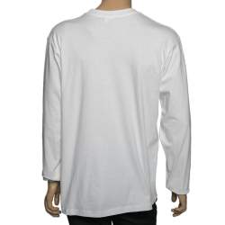 Supreme White Cotton Logo Printed Crew Neck Long Sleeve T-Shirts L