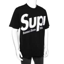 Supreme Black Cotton Logo Print Crew Neck T-shirt L