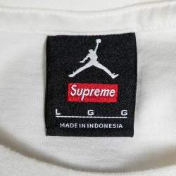 Supreme X Jordan White Logo Printed Cotton T-Shirt L