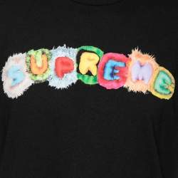 Supreme Black Logo Printed Cotton Short Sleeve T-Shirt L