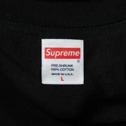 Supreme Black Logo Printed Cotton Short Sleeve T-Shirt L