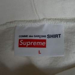 Supreme x Comme des Garçons White Terry Knit Split Logo Hoodie L