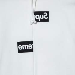 Supreme x Comme des Garçons White Terry Knit Split Logo Hoodie L