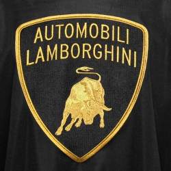 Pre Owned Supreme Automobili Lamborghini Logo Embroidered Jersey V-Neck T-Shirt L