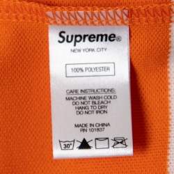 Pre Owned Supreme Automobili Lamborghini Orange Logo Embroidered Jersey V-Neck T-Shirt L